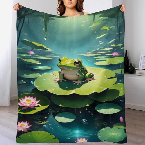 LCWWW Big Eyed Frosch Decke, Flannel Tagesdecke Couchdecke Sesseldecke Wohndecke Vier Jahreszeiten Kuscheldecke Sofadecke 130×180cm von LCWWW
