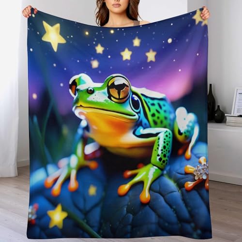 LCWWW Big Eyed Frosch Decke Flauschige Sofa Decken, Super Weich & Flannel Fleecedecke Als Tagesdecke, Sofaüberwurf, Wohndecke 150×200cm von LCWWW