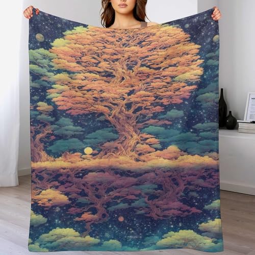 LCWWW Bonsai-inspiriert Kuscheldecke Couchdecke Decke Aus Flannel - Tagesdecke Wohndecken Für Sofa, Couch Oder Als Bettüberwurf 130×180cm von LCWWW