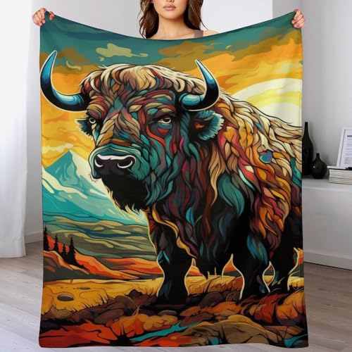 LCWWW Büffel Decke - Flannel Fleecedecke Auch Als Wohndecke, Tagesdecke, Wohnzimmer Geeignet - Überwurf Decken Sofa & Couch, 130×150cm von LCWWW