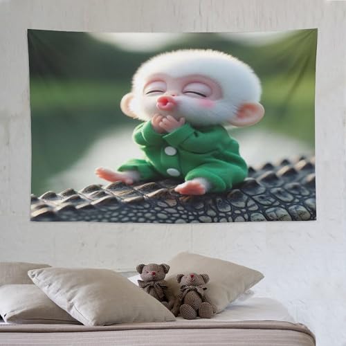 LCWWW Cute Affe Wandteppiche Poster Ornament Wandbehang Wandteppich Wanddeko Für Wohnzimmer Schlafzimmer Tapisserie 150×230cm von LCWWW