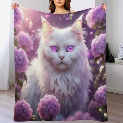 LCWWW Cute Katze Decke - Flannel Fleecedecke Auch Als Wohndecke, Tagesdecke, Wohnzimmer Geeignet - Überwurf Decken Sofa & Couch, 100×130cm von LCWWW