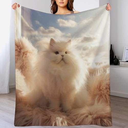 LCWWW Cute Katze Decke Flannel Sofadecke Strandtuch Teppich Picknickdecke Weich Umhang Für Schlafzimmer, Alle Jahreszeiten 140×180cm von LCWWW