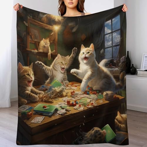LCWWW Cute Katze Decke Vier Jahreszeiten Wohndecke Couchdecke Weiche Fleecedecke Flannel Sofaüberwurf Tagesdecke Für Bett/Sofa 180×200cm von LCWWW