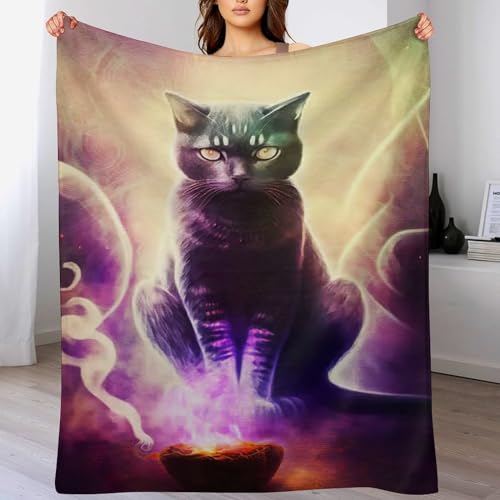 LCWWW Decke Katze Decken Tagesdecke - Weiche Flannel Decke Sofadecke - Wohndecke Sofaüberwurf Bettüberwurf 100×130cm von LCWWW