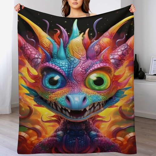 LCWWW Drache Decke Flannel Sofadecke Strandtuch Teppich Picknickdecke Weich Umhang Für Schlafzimmer, Alle Jahreszeiten 130×150cm von LCWWW