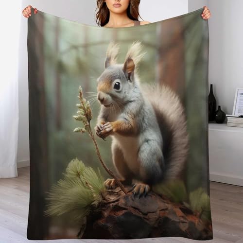 LCWWW Eichhörnchen Decke Vier Jahreszeiten Bett Wohndecke Sofadecke Couchdecke Flannel Sofaüberwurf Weich Und Flauschig Fleecedecke 150×200cm von LCWWW