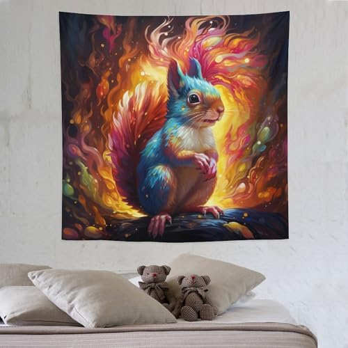 LCWWW Eichhörnchen Wandteppich 3D-gedruckt Wandbehang Tapisserie Für Zimmerdekoration Tapestry Raumdekoration 150×150cm von LCWWW
