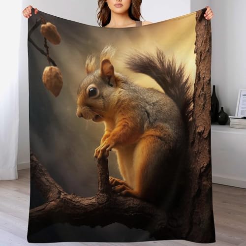 LCWWW Eichhörnchen Wohndecken Decken Flannel Decke Teppich Picknick Weich Für Schlafzimmer Sofa Outdoor Vier Jahreszeiten 180×200cm von LCWWW