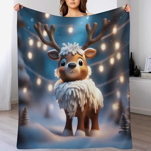 LCWWW Elch Decke Vier Jahreszeiten Wohndecke Couchdecke Weiche Fleecedecke Flannel Sofaüberwurf Tagesdecke Für Bett/Sofa 140×180cm von LCWWW
