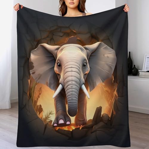 LCWWW Elefant Decke - Flannel Fleecedecke Auch Als Wohndecke, Tagesdecke, Wohnzimmer Geeignet - Überwurf Decken Sofa & Couch, 180×200cm von LCWWW