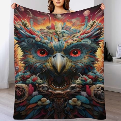 LCWWW Eule Decke Flannel Sofadecke Strandtuch Teppich Picknickdecke Weich Umhang Für Schlafzimmer, Alle Jahreszeiten 100×130cm von LCWWW