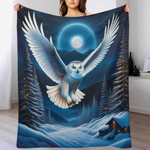 LCWWW Eule Decke Flannel Sofadecke Strandtuch Teppich Picknickdecke Weich Umhang Für Schlafzimmer, Alle Jahreszeiten 140×180cm von LCWWW