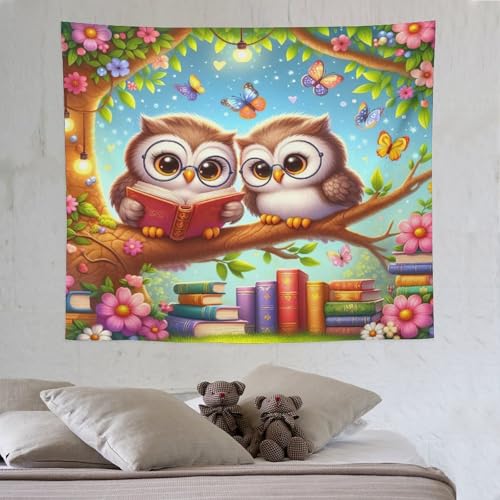 LCWWW Eule Wandteppiche Poster Ornament Wandbehang Wandteppich Wanddeko Für Wohnzimmer Schlafzimmer Tapisserie 130×150cm von LCWWW