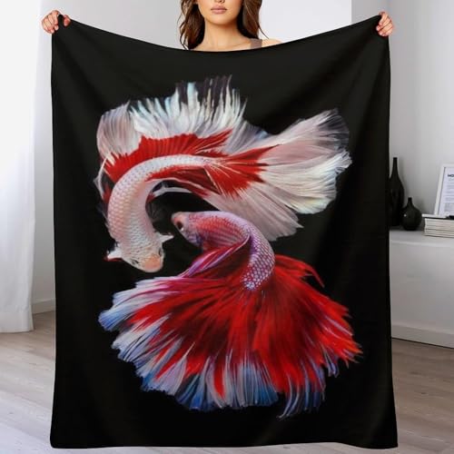 LCWWW Fisch Decke Flannel Fleecedecke, Decken Für Sofa Couch Als Wohndecke Sofaüberwurf Wohnzimmerdecke Tagesdecke 180×200cm von LCWWW