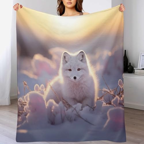 LCWWW Flannel Fleece Decke Tier Fuchs, Leichte, Superweiche, Gemütliche Plüsch-Bettdecke/Sofadecke Vier Jahreszeiten Wohndecke 150×200cm von LCWWW
