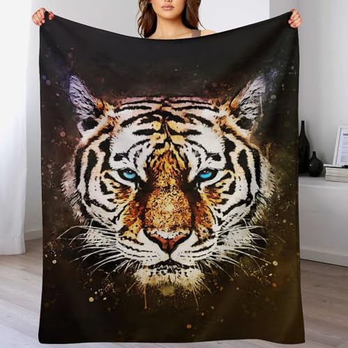 LCWWW Flannel Fleece Decke Tiger, Leichte, Superweiche, Gemütliche Plüsch-Bettdecke/Sofadecke Vier Jahreszeiten Wohndecke 140×180cm von LCWWW