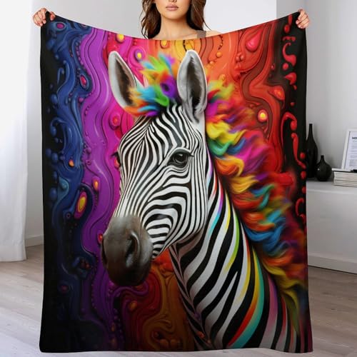 LCWWW Flannel Fleece Decke Zebra, Leichte, Superweiche, Gemütliche Plüsch-Bettdecke/Sofadecke Vier Jahreszeiten Wohndecke 130×150cm von LCWWW