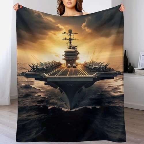 LCWWW Flugzeugträger Decke - Flannel Fleecedecke Auch Als Wohndecke, Tagesdecke, Wohnzimmer Geeignet - Überwurf Decken Sofa & Couch, 180×200cm von LCWWW
