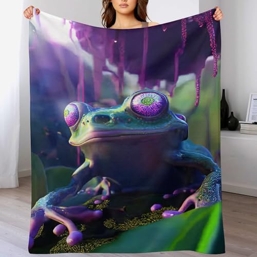 LCWWW Frosch Decke Flannel Sofadecke Strandtuch Teppich Picknickdecke Weich Umhang Für Schlafzimmer, Alle Jahreszeiten 130×180cm von LCWWW