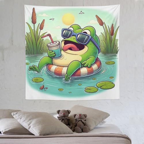 LCWWW Frosch Wandteppiche Poster Ornament Wandbehang Wandteppich Wanddeko Für Wohnzimmer Schlafzimmer Tapisserie 150×150cm von LCWWW