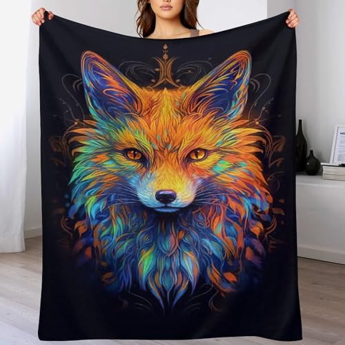 LCWWW Fuchs Decke Flannel Fleecedecke, Decken Für Sofa Couch Als Wohndecke Sofaüberwurf Wohnzimmerdecke Tagesdecke 140×180cm von LCWWW