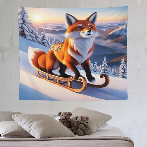 LCWWW Fuchs Tapisserie Wandbehang,Polyester Wandteppich, Wandtücher Für Zimmer Wohnheim Schlafazimmer 130×150cm von LCWWW