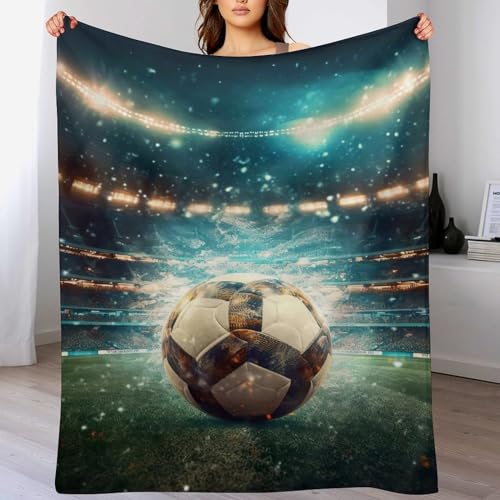 LCWWW Fußballsport Wohndecken Decken Flannel Decke Teppich Picknick Weich Für Schlafzimmer Sofa Outdoor Vier Jahreszeiten 180×200cm von LCWWW