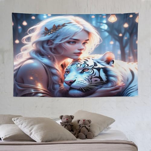 LCWWW Girl And Tiger Wandteppich, Wandteppiche Wandkunst Für Schlafzimmer Wohnzimmer,Tapisserie Wandbehang 150×230cm LCWWW Girl And Tiger Wandteppich, Wandteppiche Wandkunst Für Schlafzimmer Wohnzimmer,Tapisserie Wandbehang 150×230cm von LCWWW