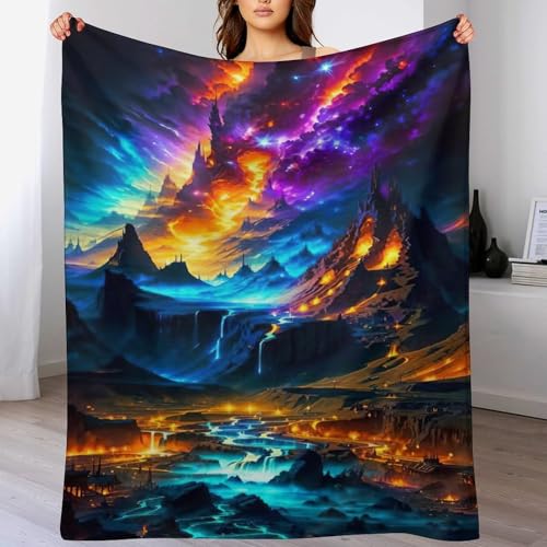 LCWWW Goldenes Schloss Decke Flannel Sofadecke Strandtuch Teppich Picknickdecke Weich Umhang Für Schlafzimmer, Alle Jahreszeiten 130×150cm von LCWWW