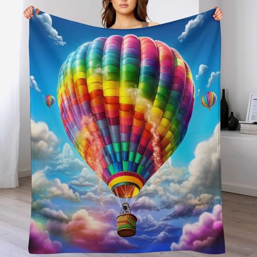 LCWWW Heißluftballon Decke - Flannel Fleecedecke Auch Als Wohndecke, Tagesdecke, Wohnzimmer Geeignet - Überwurf Decken Sofa & Couch, 130×180cm von LCWWW