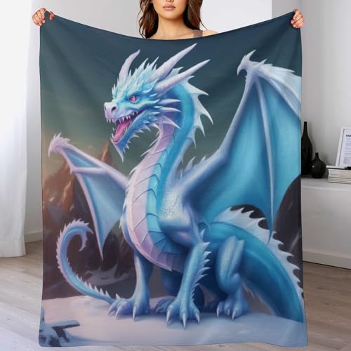 LCWWW Ice Drache Decke Flannel Sofadecke Strandtuch Teppich Picknickdecke Weich Umhang Für Schlafzimmer, Alle Jahreszeiten 140×180cm von LCWWW