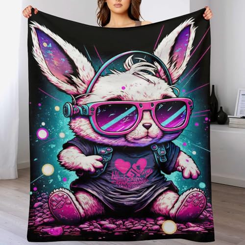 LCWWW Kaninchen Decke Flannel Sofadecke Strandtuch Teppich Picknickdecke Weich Umhang Für Schlafzimmer, Alle Jahreszeiten 130×150cm von LCWWW