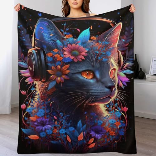 LCWWW Katze Decke Flannel Sofadecke Strandtuch Teppich Picknickdecke Weich Umhang Für Schlafzimmer, Alle Jahreszeiten 140×180cm von LCWWW