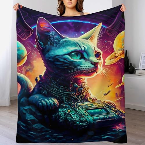 LCWWW Katze Decke Flannel Sofadecke Strandtuch Teppich Picknickdecke Weich Umhang Für Schlafzimmer, Alle Jahreszeiten 140×180cm von LCWWW