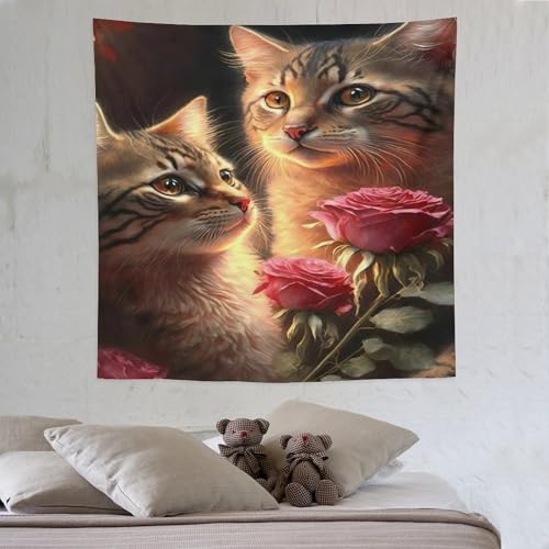 LCWWW Katze Wandteppiche Poster Ornament Wandbehang Wandteppich Wanddeko Für Wohnzimmer Schlafzimmer Tapisserie 150×150cm von LCWWW