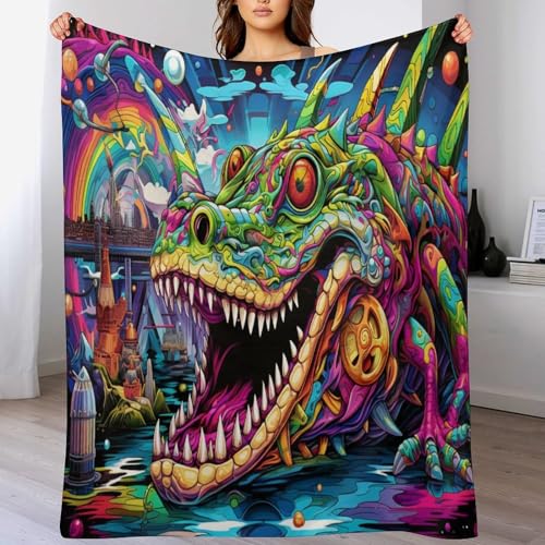 LCWWW Krokodil Decke Flannel Sofadecke Strandtuch Teppich Picknickdecke Weich Umhang Für Schlafzimmer, Alle Jahreszeiten 100×130cm von LCWWW