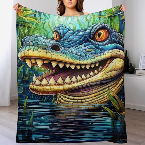 LCWWW Krokodil Decke Flannel Sofadecke Strandtuch Teppich Picknickdecke Weich Umhang Für Schlafzimmer, Alle Jahreszeiten 140×180cm von LCWWW