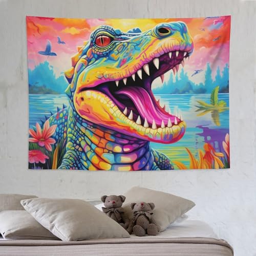 LCWWW Krokodil Tapisserie Wandbehang Wandteppiche Für Schlafzimmer Wohnzimmer Wohnheim Dekor 150×200cm von LCWWW