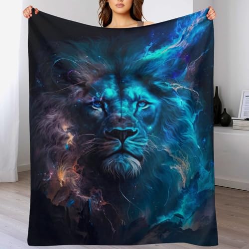 LCWWW Löwe Decke - Flannel Fleecedecke Auch Als Wohndecke, Tagesdecke, Wohnzimmer Geeignet - Überwurf Decken Sofa & Couch, 140×180cm von LCWWW