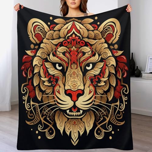 LCWWW Löwe Decke Vier Jahreszeiten Wohndecke Couchdecke Weiche Fleecedecke Flannel Sofaüberwurf Tagesdecke Für Bett/Sofa 130×150cm von LCWWW
