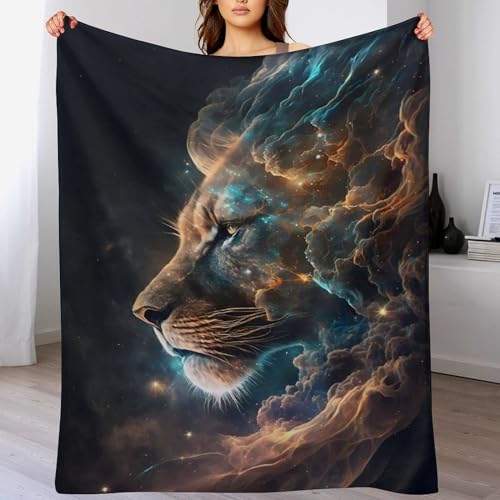 LCWWW Löwe Kuscheldecke Couchdecke Decke Aus Flannel - Tagesdecke Wohndecken Für Sofa, Couch Oder Als Bettüberwurf 100×130cm von LCWWW
