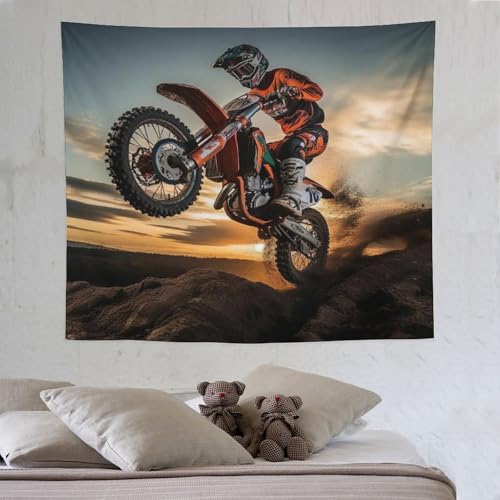 LCWWW Motocross Tapisserie 3D Druck Robbe Wandteppich Aesthetic Wand Teppiche,für Wohnzimmer Schlafzimme Tapestry 130×150cm von LCWWW