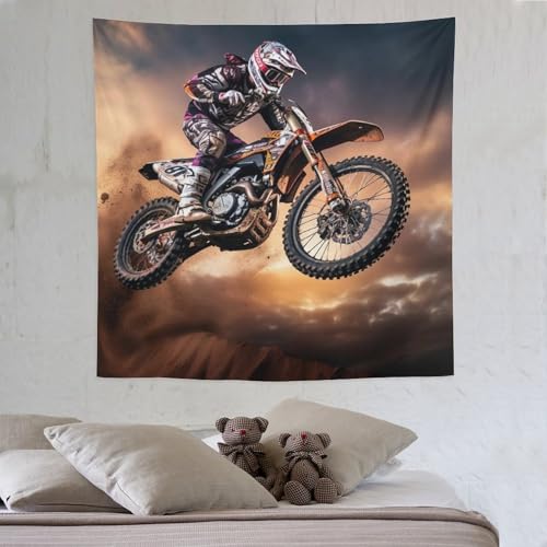 LCWWW Motocross Wandteppiche Poster Ornament Wandbehang Wandteppich Wanddeko Für Wohnzimmer Schlafzimmer Tapisserie 150×150cm von LCWWW