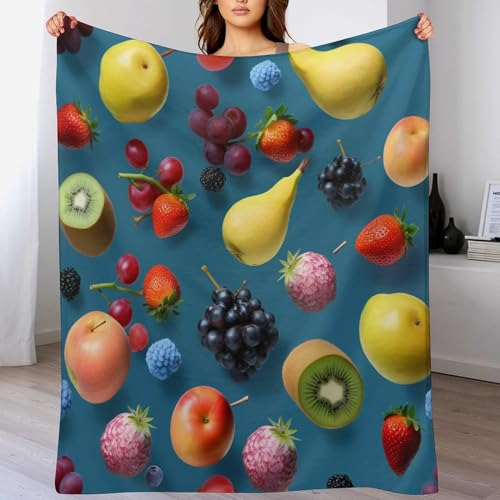 LCWWW Obst Decke - Flannel Fleecedecke Auch Als Wohndecke, Tagesdecke, Wohnzimmer Geeignet - Überwurf Decken Sofa & Couch, 130×150cm von LCWWW