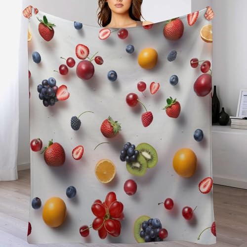 LCWWW Obst Decke Flauschige Sofa Decken, Super Weich & Flannel Fleecedecke Als Tagesdecke, Sofaüberwurf, Wohndecke 140×180cm von LCWWW