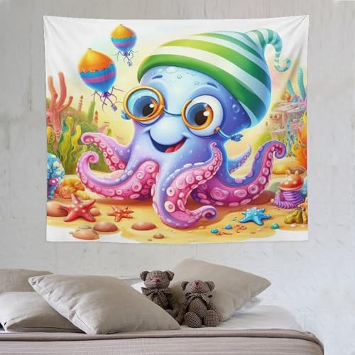 LCWWW Oktopus Wandteppich, Wandteppiche Wandkunst Für Schlafzimmer Wohnzimmer,Tapisserie Wandbehang 130×150cm von LCWWW