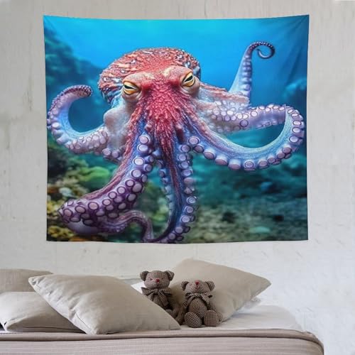 LCWWW Oktopus Wandteppiche Poster Ornament Wandbehang Wandteppich Wanddeko Für Wohnzimmer Schlafzimmer Tapisserie 130×150cm von LCWWW