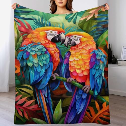 LCWWW Papagei Decke - Flannel Fleecedecke Auch Als Wohndecke, Tagesdecke, Wohnzimmer Geeignet - Überwurf Decken Sofa & Couch, 150×200cm von LCWWW
