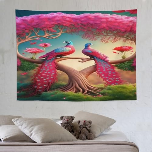 LCWWW Pfau Wandteppiche Poster Ornament Wandbehang Wandteppich Wanddeko Für Wohnzimmer Schlafzimmer Tapisserie 150×200cm von LCWWW